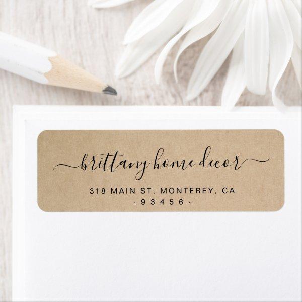 Simple Brown Elegant Rustic Return Address Label