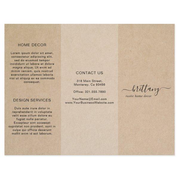 Simple Brown Rustic Business Trifold Brochure