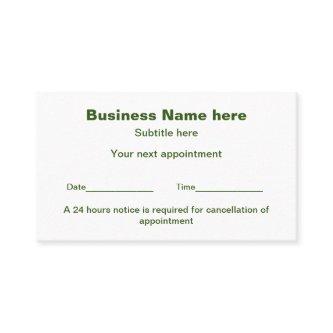 simple business add your appointment details loyalty card