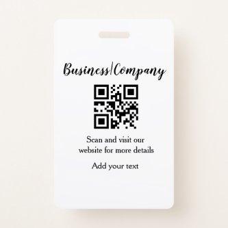 Simple business company website barcode QR add nam Badge