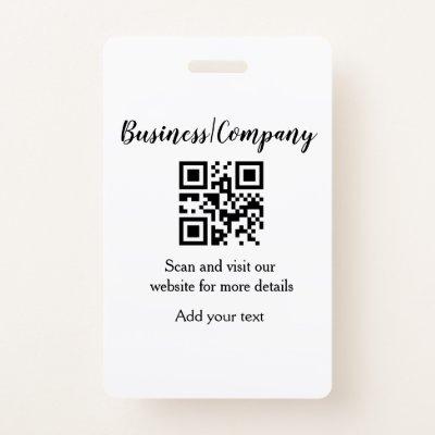 Simple business company website barcode QR add nam Badge