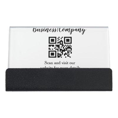 Simple business company website barcode QR add nam Desk  Holder