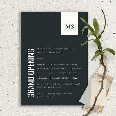 Simple Business Monogram Grand Opening Invite