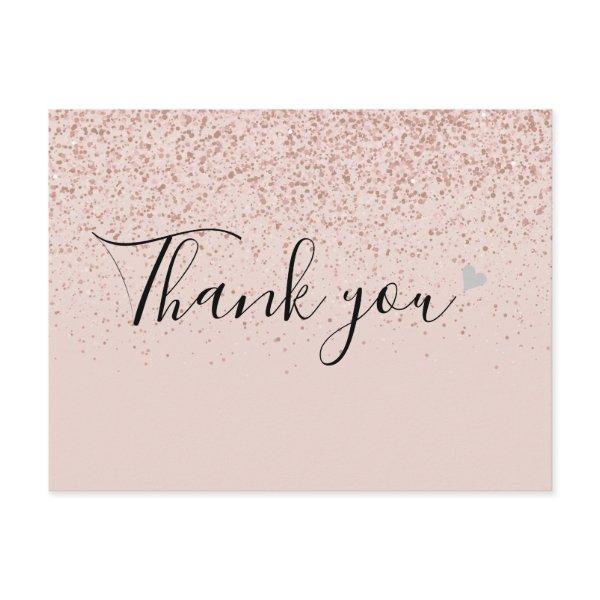 Simple Business Script Thank You Rose Gold  Postcard
