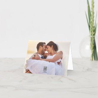 Simple Calligraphy Photo Wedding Thank You Card