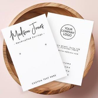 Simple Calligraphy White Earring Display Card