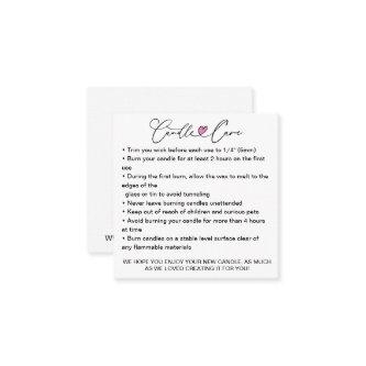 Simple Candle Care Instructions / Add Your Logo Square