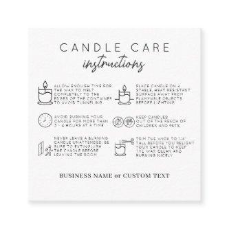 Simple Candle Care Safety Instructions Business Enclosure Card
