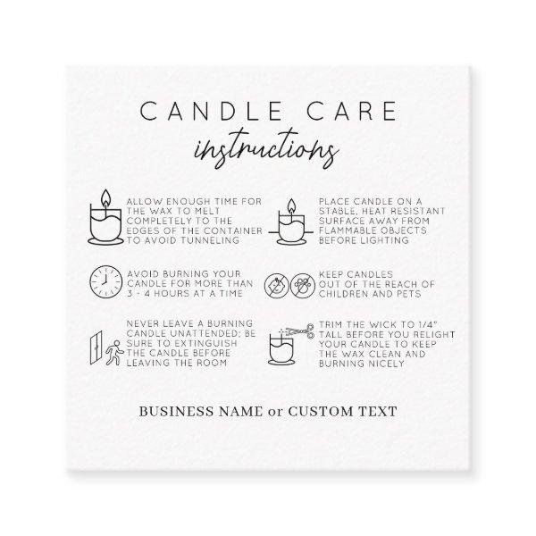 Simple Candle Care Safety Instructions Business Enclosure Card