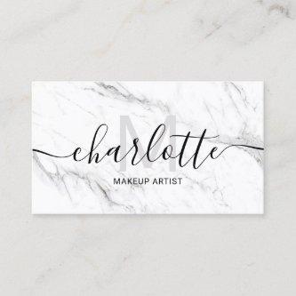 Simple chic white marble name makeup logo
