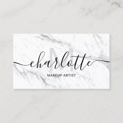 Simple chic white marble name makeup logo
