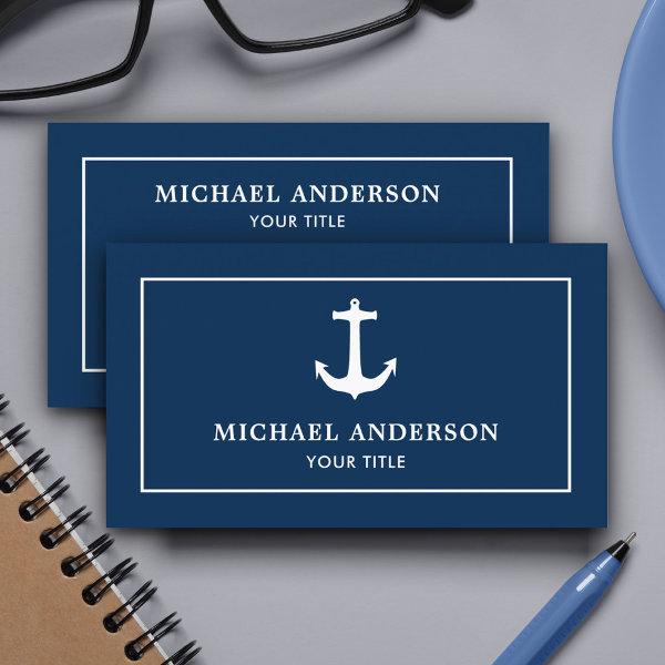 Simple Classic Navy Blue White Nautical Anchor