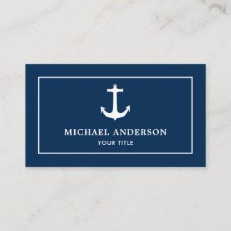 Simple Classic Navy Blue White Nautical Anchor