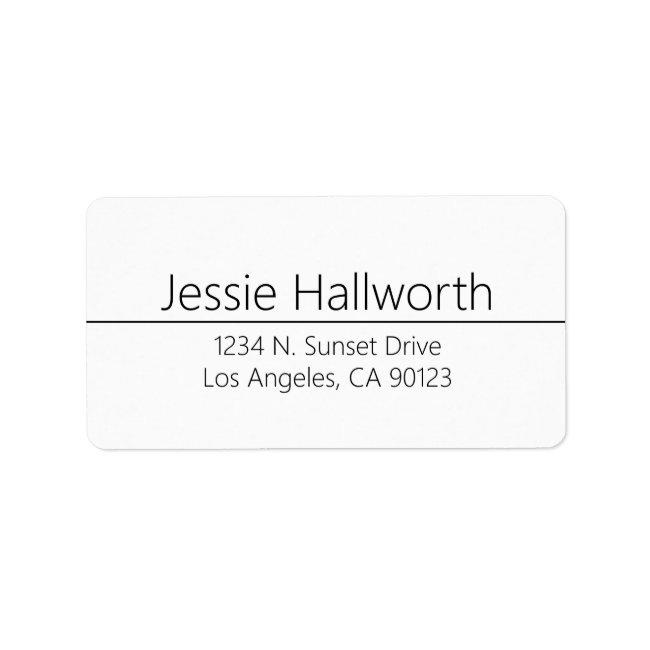 Simple Classy Black White Return Address Label