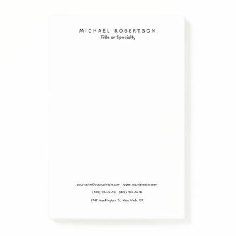 Simple Clean Elegant Modern Minimalist Black White Post-it Notes