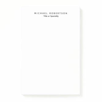 Simple Clean Elegant Modern Minimalist Black White Post-it Notes