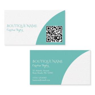 Simple Color Block Boutique Teal with QR Code Enclosure Card