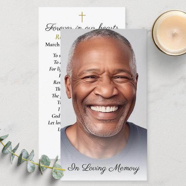 Simple Cross Photo Funeral Memorial Prayer Card