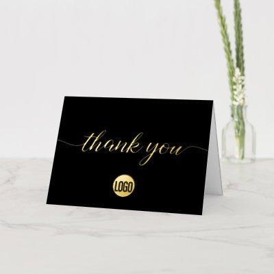 Simple Custom Black Gold logo Business Foil Greeting Card