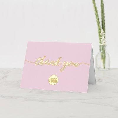 Simple Custom logo Business Pink Foil Greeting Card
