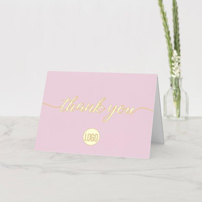 Simple Custom logo Business Pink Foil Greeting Card