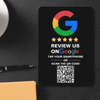 Simple Custom Qr Code Google Review Business Black Enclosure Card