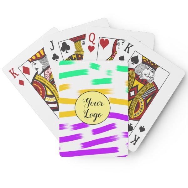 simple custom yellow blue watercolor add logo mini poker cards