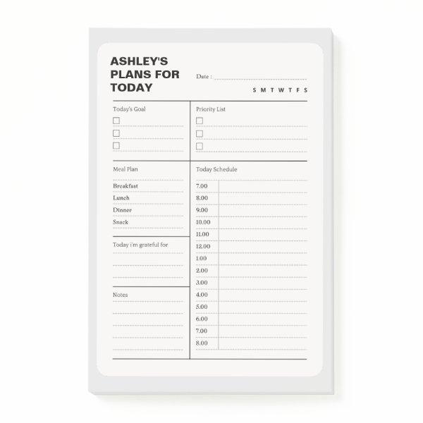 Simple Daily Planner Notepad