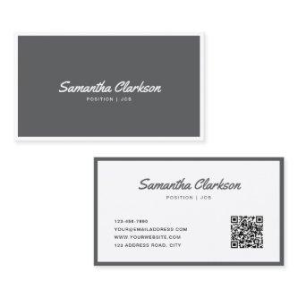 Simple Dark Gray Cursive Script Border QR Code