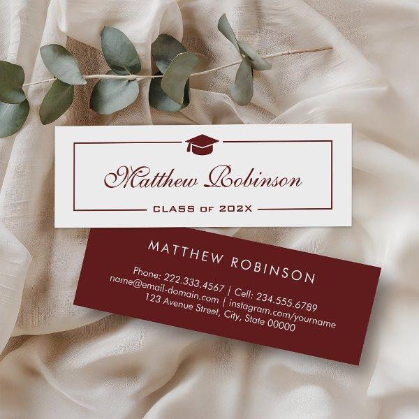 Simple Dark Red and White Graduation Graduate Mini