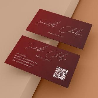 Simple Dark Red Modern Handwritten Script QR code