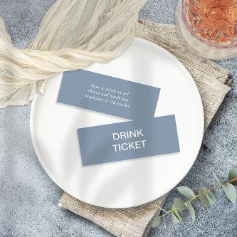 Simple Dusty Blue Newlywed Wedding Drink Ticket
