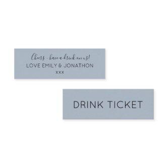 Simple Dusty Blue Wedding Reception Drinks Ticket