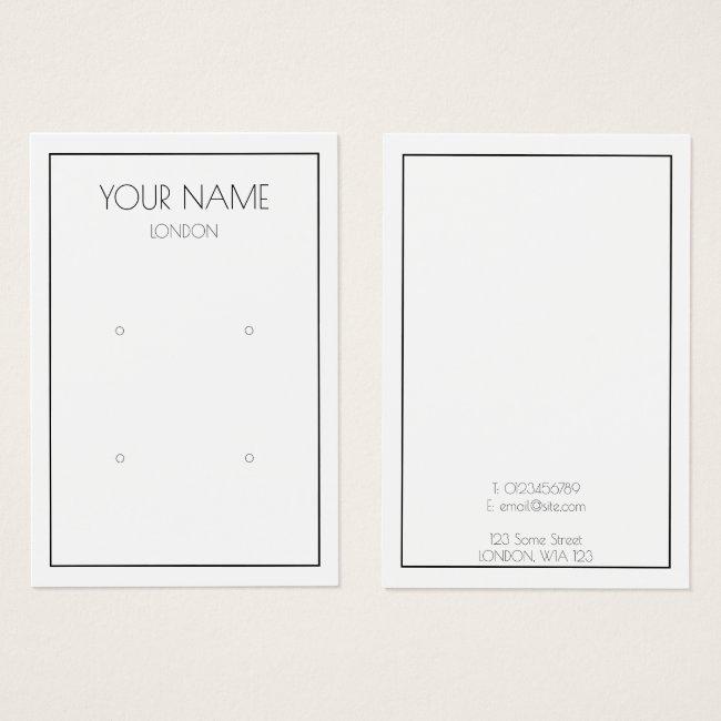 Simple earring display card with thin border