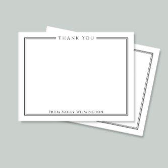 Simple Elegance Black & White Thank You Note Card