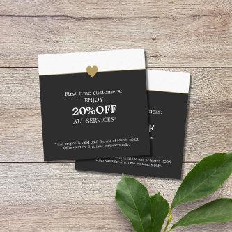 Simple Elegant Beauty Salon First Time Discount Card