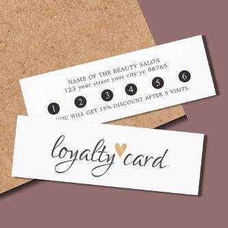 Simple Elegant Black White Gold Heart Loyalty Card