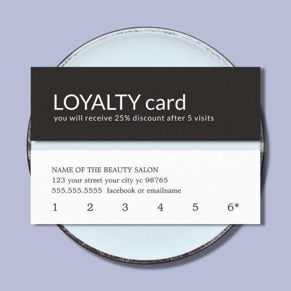 Simple Elegant Black White Loyalty Card