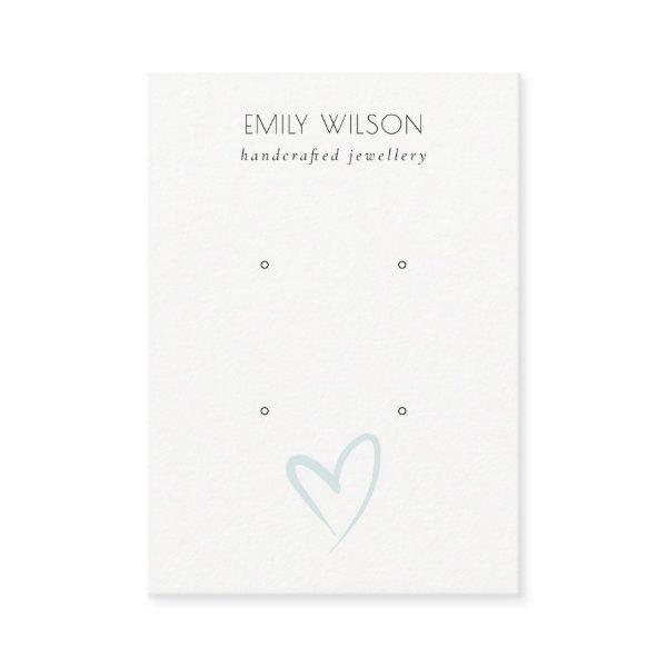 Simple Elegant Blue Heart 2 Stud Earring Display