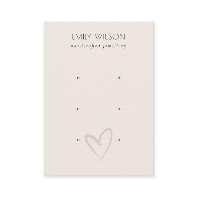 Simple Elegant Blush Heart 3 Stud Earring Display