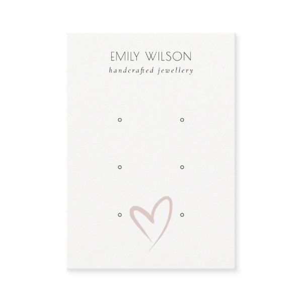 Simple Elegant Blush Heart 3 Stud Earring Display