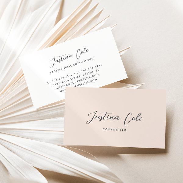 Simple Elegant Blush Pink Gray Calligraphy Script