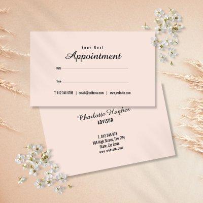 Simple Elegant Blush Pink Script Appointment Card