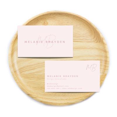 Simple Elegant Blush Pink Two Monogram