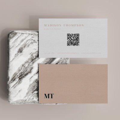 Simple Elegant Boho Beige Monogram QR Code