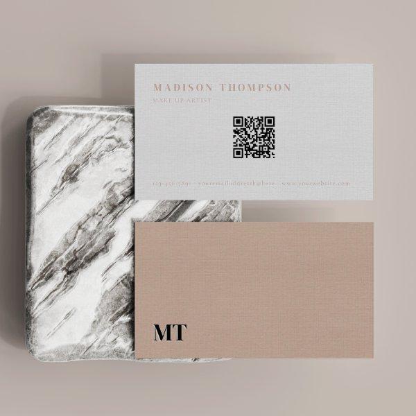 Simple Elegant Boho Beige Monogram QR Code