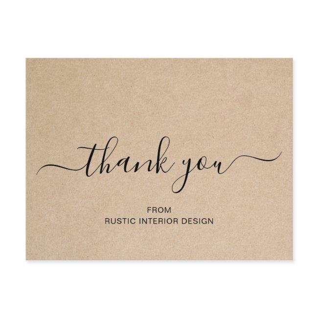 Simple Elegant Brown Business Thank You Postcard
