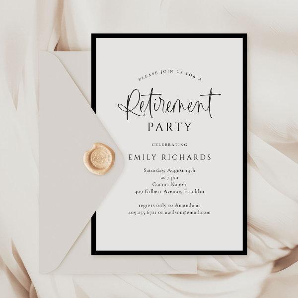 Simple Elegant Calligraphy Script Retirement Party Invitation