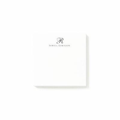 Simple Elegant Chic Monogram Professional Business Post-it Notes