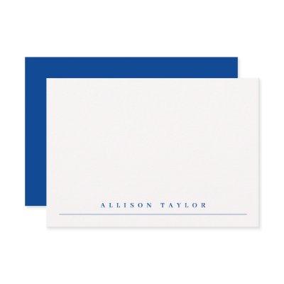 Simple Elegant Custom Name Navy Blue Note Card